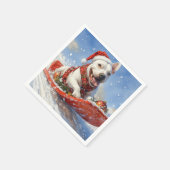 Bull Terrier Dog in Sledge Let it Schnee Weihnacht Serviette (Ecke)