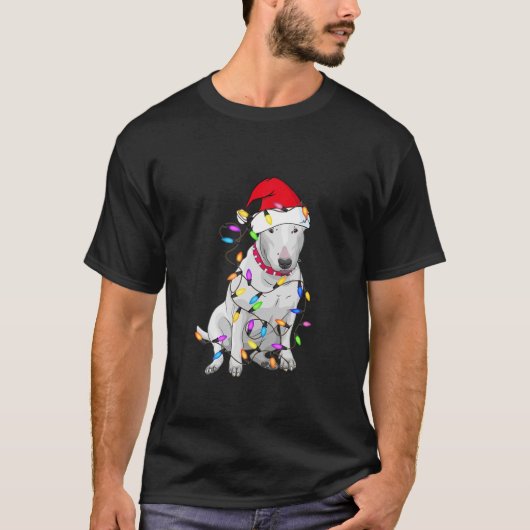 Bull Terrier Dog Light Decke Weihnachtslieder T-Shirt (Vorderseite)