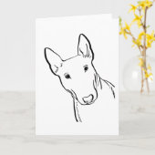 Bull Terrier Dog Line Kunst-Geschenk Karte (Gelbe Blume)