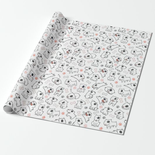 Bull Terrier Dog Lover Seamless Muster Geschenkpapier (Ungerollt)