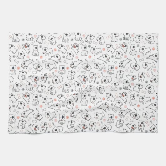 Bull Terrier Dog Lover Seamless Muster Geschirrtuch (Horizontal)