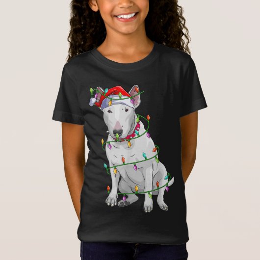 Bull Terrier Dog Lover Xmas Weihnachtsmannmütze Bu T-Shirt (Vorderseite)
