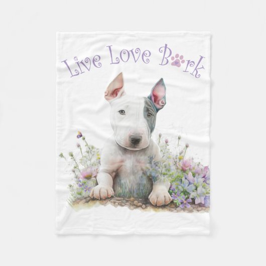 Bull Terrier Dog Mama Floral Fleecedecke (Vorderseite)