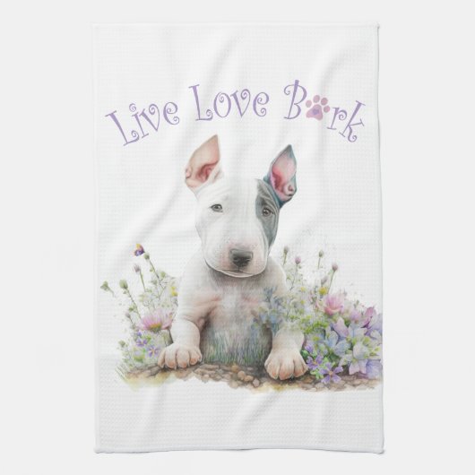 Bull Terrier Dog Mama Floral Geschirrtuch (Vertikal)