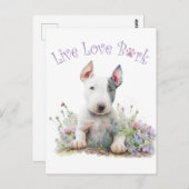 Bull Terrier Dog Mama Floral Postkarte (Vorne/Hinten)