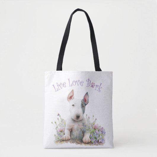 Bull Terrier Dog Mama Floral Tasche (Vorderseite)