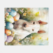 Bull Terrier Dog mit Ostereier Urlaub Fleecedecke (Vorderseite (Horizontal))