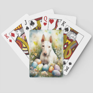 Bull Terrier Dog mit Ostereier Urlaub Spielkarten