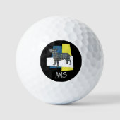 Bull Terrier Dog Monogram Silhouette TriGrid Golfball (Vorderseite)