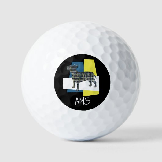 Bull Terrier Dog Monogram Silhouette TriGrid Golfball (Vorderseite)
