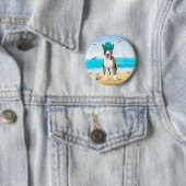 Bull Terrier Dog on Beach Button (Beispiel)