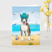 Bull Terrier Dog on Beach Karte (Gelbe Blume)