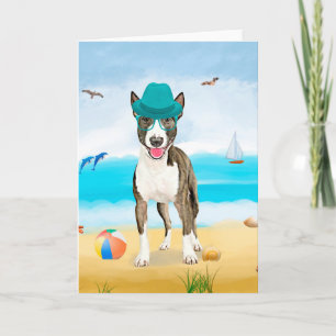 Bull Terrier Dog on Beach Karte