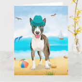 Bull Terrier Dog on Beach Karte (Gelbe Blume)