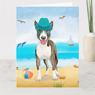 Bull Terrier Dog on Beach Karte