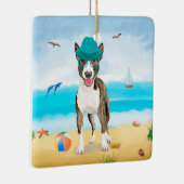 Bull Terrier Dog on Beach Keramikornament (Rechts)