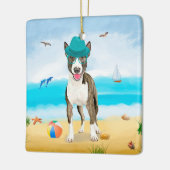 Bull Terrier Dog on Beach Keramikornament (Links)