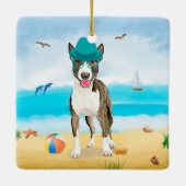 Bull Terrier Dog on Beach Keramikornament (Rückseite)