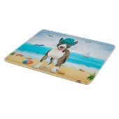 Bull Terrier Dog on Beach Schneidebrett (Ecke)