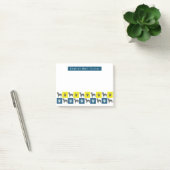 Bull Terrier Dog & Paw Yellow & Blue Grid Post-it Klebezettel (Büro)