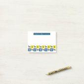 Bull Terrier Dog & Paw Yellow & Blue Grid Post-it Klebezettel (Auf Schreibtisch)