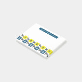 Bull Terrier Dog & Paw Yellow & Blue Grid Post-it Klebezettel (angewinkelt)