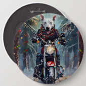 Bull Terrier Dog Riding Motorrad Weihnachten Button (Vorne & Hinten)