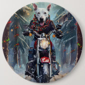 Bull Terrier Dog Riding Motorrad Weihnachten Button (Vorderseite)