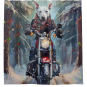 Bull Terrier Dog Riding Motorrad Weihnachten Duschvorhang (Vorderseite)