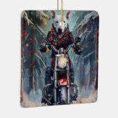 Bull Terrier Dog Riding Motorrad Weihnachten Keramikornament (Rechts)