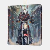Bull Terrier Dog Riding Motorrad Weihnachten Keramikornament (Links)