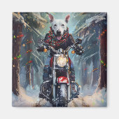 Bull Terrier Dog Riding Motorrad Weihnachten Magnet (Vorne)