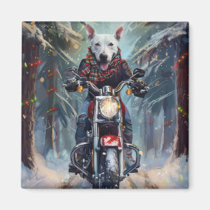 Bull Terrier Dog Riding Motorrad Weihnachten Magnet