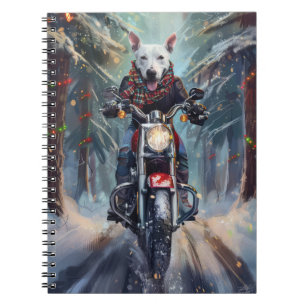 Bull Terrier Dog Riding Motorrad Weihnachten Notizblock