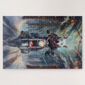 Bull Terrier Dog Riding Motorrad Weihnachten Puzzle (Horizontal)