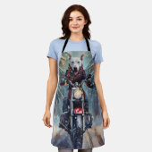 Bull Terrier Dog Riding Motorrad Weihnachten Schürze (Getragen)