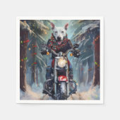 Bull Terrier Dog Riding Motorrad Weihnachten Serviette (Vorderseite)