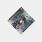 Bull Terrier Dog Riding Motorrad Weihnachten Serviette (Ecke)