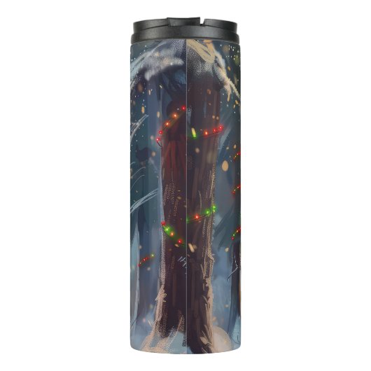 Bull Terrier Dog Riding Motorrad Weihnachten Thermosbecher (Rückseite)