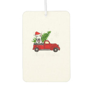 Bull Terrier Dog Riding Red Truck Weihnachtsdekor Autolufterfrischer