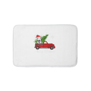 Bull Terrier Dog Riding Red Truck Weihnachtsdekor Badematte