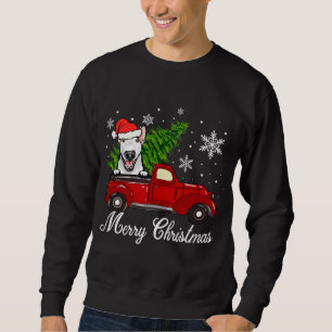 Bull Terrier Dog Riding Red Truck Weihnachtsdekor Sweatshirt