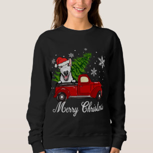 Bull Terrier Dog Riding Red Truck Weihnachtsdekor Sweatshirt