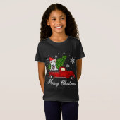 Bull Terrier Dog Riding Red Truck Weihnachtsdekor T-Shirt (Vorne ganz)