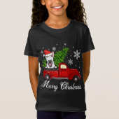 Bull Terrier Dog Riding Red Truck Weihnachtsdekor T-Shirt (Vorderseite)