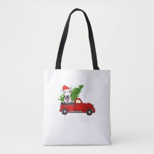 Bull Terrier Dog Riding Red Truck Weihnachtsdekor Tasche