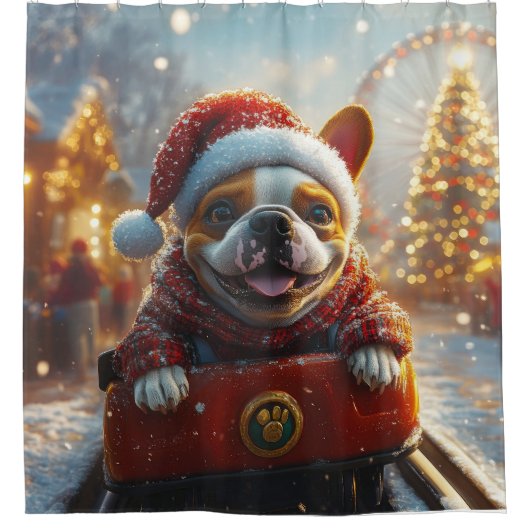 Bull Terrier Dog Roller Untersetzer Weihnachten Duschvorhang (Vorderseite)