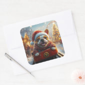 Bull Terrier Dog Roller Untersetzer Weihnachten Quadratischer Aufkleber (Umschlag)