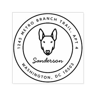 Bull Terrier Dog Rücksendeadresse Briefmarke selbs Permastempel