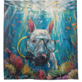 Bull Terrier Dog Scuba Diving Underwater Duschvorhang (Vorderseite)
